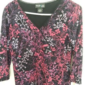 Pink and Black Floral top